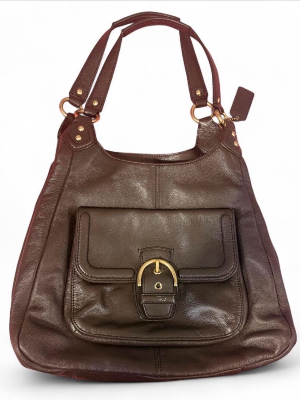 Leather Shoulder Bag in Dark Brown